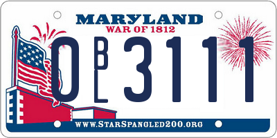 MD license plate 0BL3111