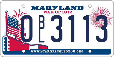 MD license plate 0BL3113