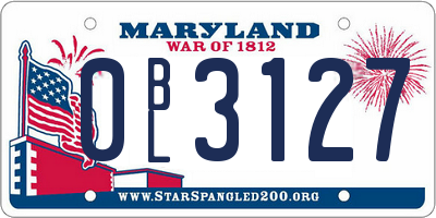 MD license plate 0BL3127