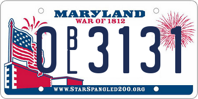 MD license plate 0BL3131