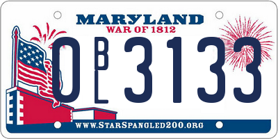 MD license plate 0BL3133