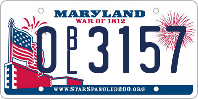 MD license plate 0BL3157