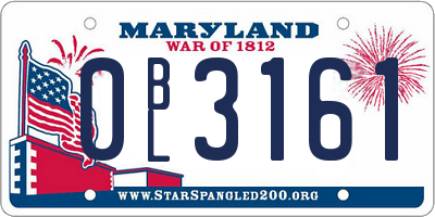MD license plate 0BL3161