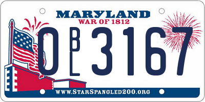 MD license plate 0BL3167