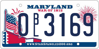 MD license plate 0BL3169