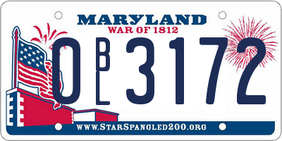 MD license plate 0BL3172