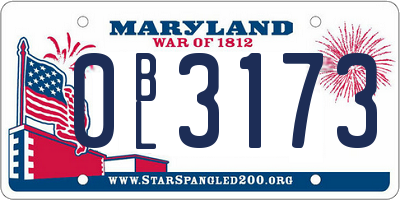 MD license plate 0BL3173