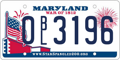 MD license plate 0BL3196