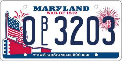 MD license plate 0BL3203