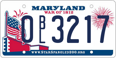 MD license plate 0BL3217