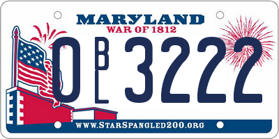 MD license plate 0BL3222