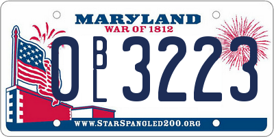 MD license plate 0BL3223