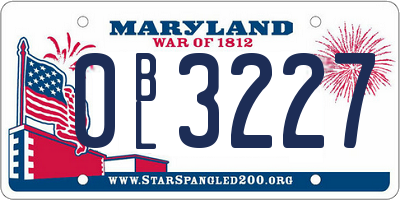 MD license plate 0BL3227