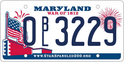 MD license plate 0BL3229