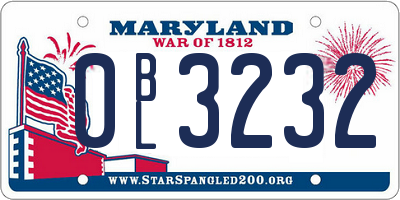 MD license plate 0BL3232