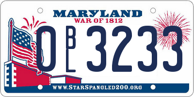 MD license plate 0BL3233