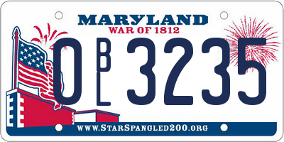 MD license plate 0BL3235