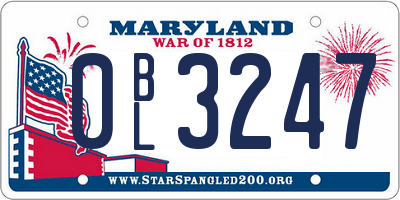 MD license plate 0BL3247