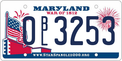 MD license plate 0BL3253