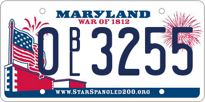 MD license plate 0BL3255