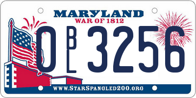 MD license plate 0BL3256