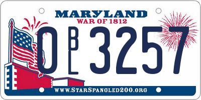 MD license plate 0BL3257