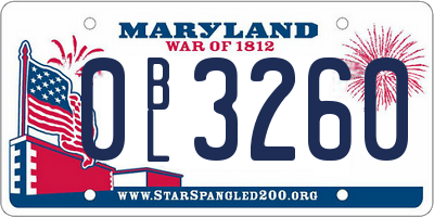 MD license plate 0BL3260