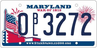 MD license plate 0BL3272