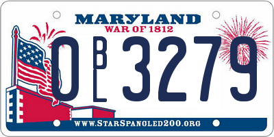 MD license plate 0BL3279