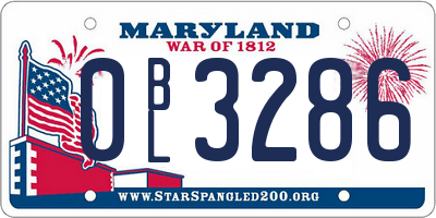 MD license plate 0BL3286