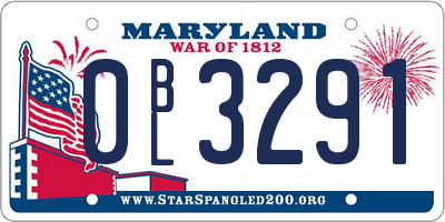 MD license plate 0BL3291