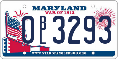 MD license plate 0BL3293
