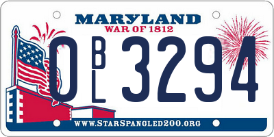 MD license plate 0BL3294