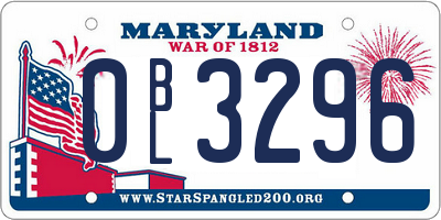 MD license plate 0BL3296