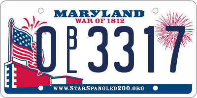 MD license plate 0BL3317