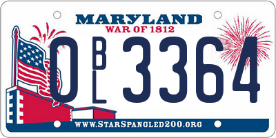 MD license plate 0BL3364