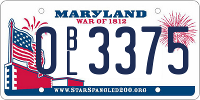 MD license plate 0BL3375