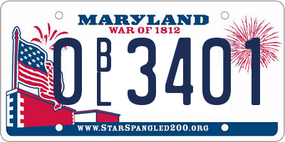 MD license plate 0BL3401