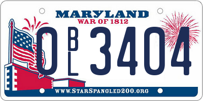 MD license plate 0BL3404