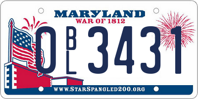 MD license plate 0BL3431