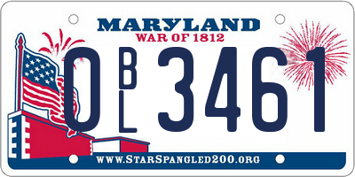 MD license plate 0BL3461