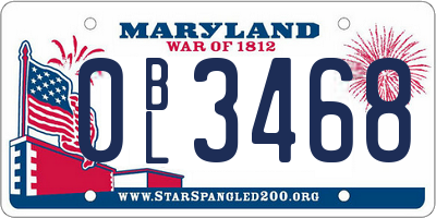 MD license plate 0BL3468