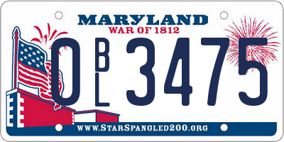 MD license plate 0BL3475