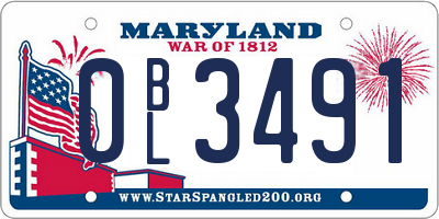 MD license plate 0BL3491
