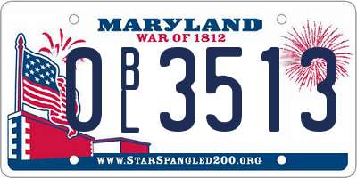 MD license plate 0BL3513