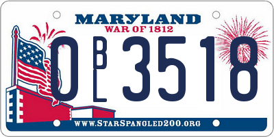 MD license plate 0BL3518