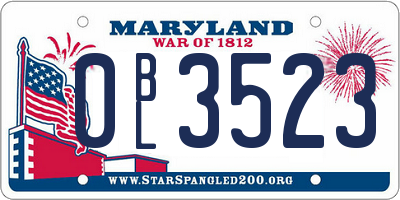 MD license plate 0BL3523