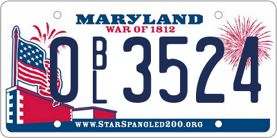 MD license plate 0BL3524