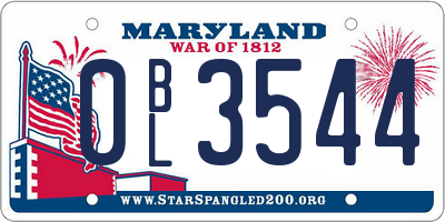 MD license plate 0BL3544