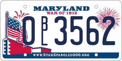 MD license plate 0BL3562